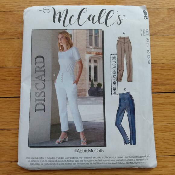 Jeans Pants Sewing Pattern Yoked Button Fly Front Size 6-14 UNCUT McCall's 8045 - Picture 1 of 10